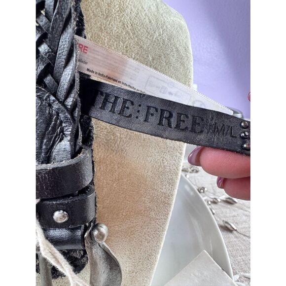 Free People Black Braided Leather Belt with Silver-Tone Hardware main image 4